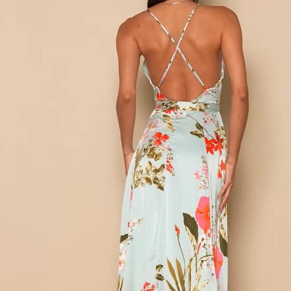 Floral Maxi Dress in Green and Pink - Picture 2 of 6